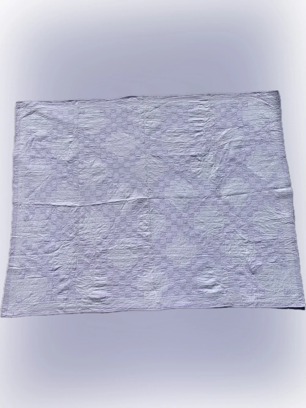 Antique pastel purple & white checkered checks cotton quilt